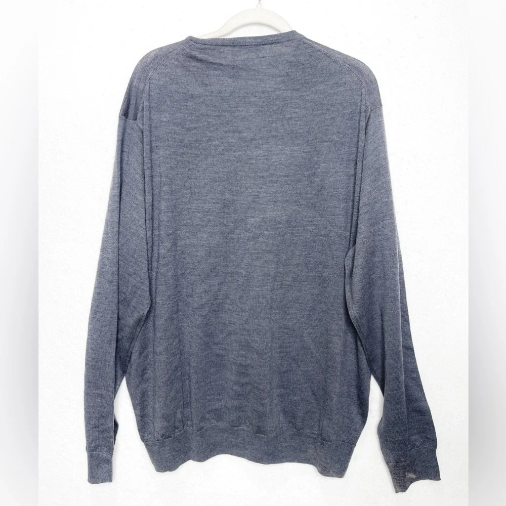 Peter Millar Charcoal Gray Autumn Crest V-Neck Sweater Merino Wool Size XXL